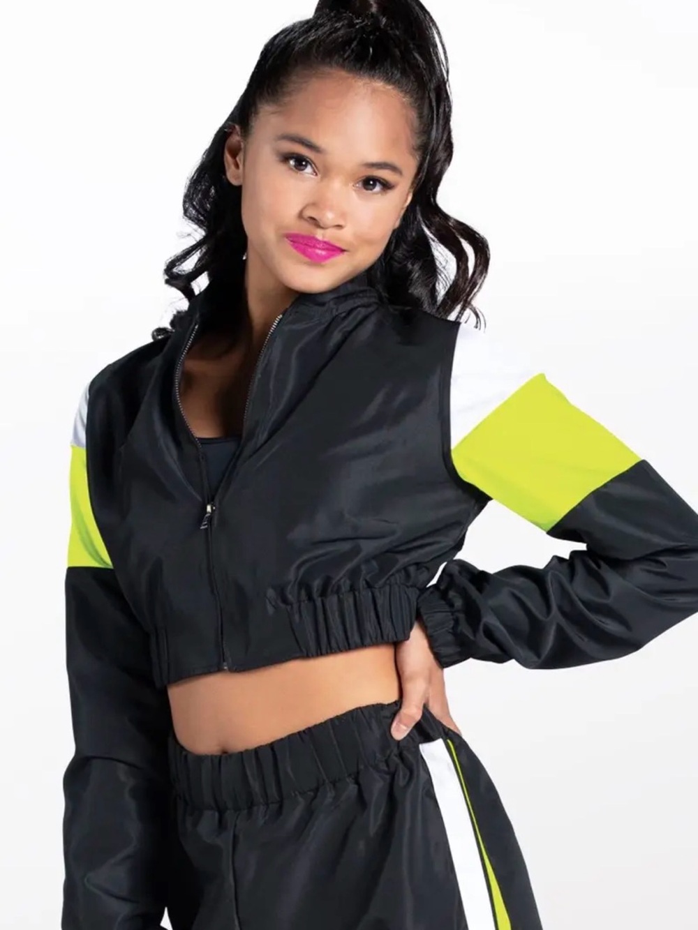 Balera Neon Colorblock Crop Jacket & Jogger Set Child Medium Dance Costume